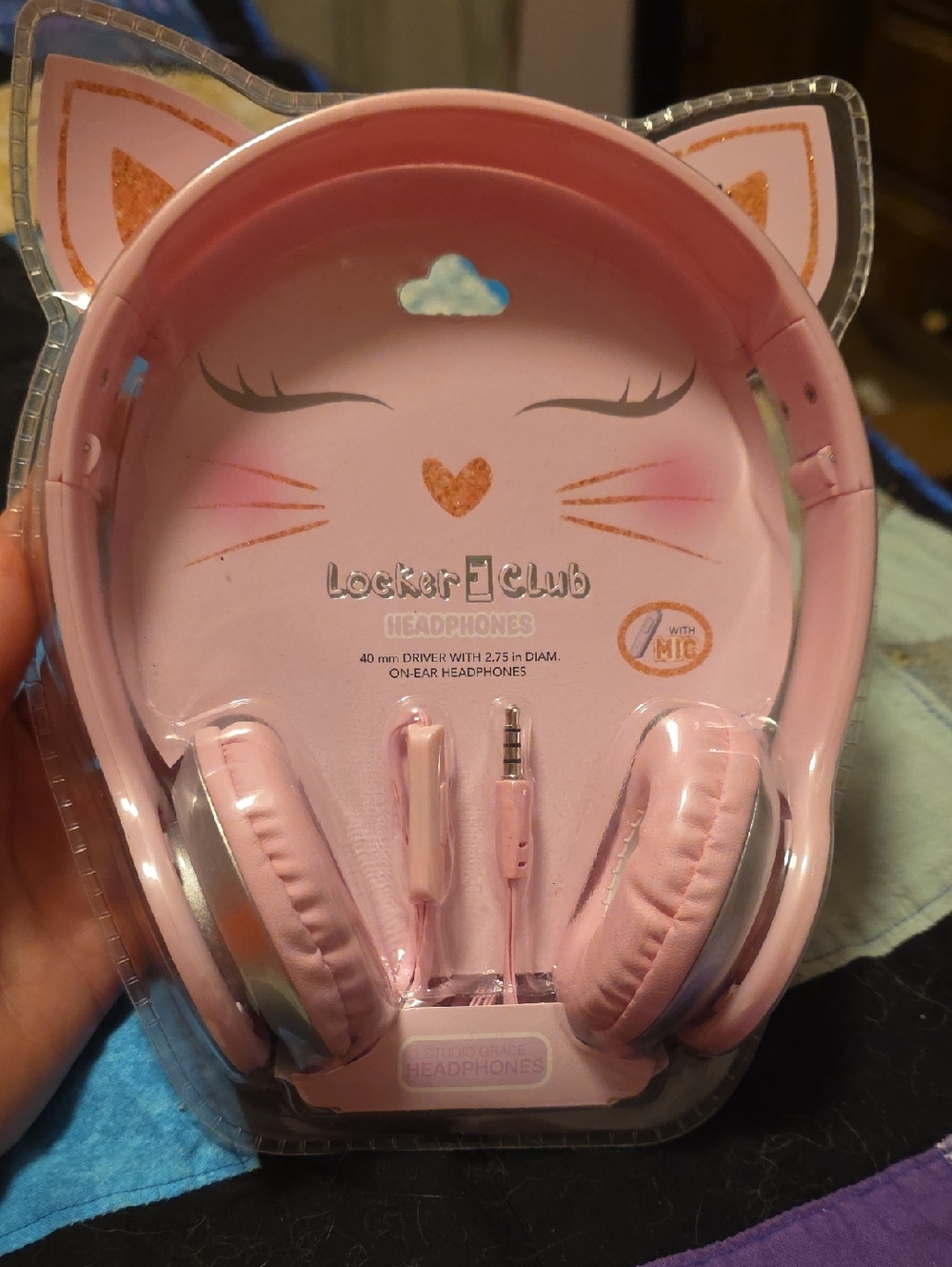 Pink Ear On-Ear Headphones with Mic